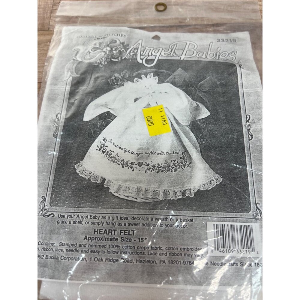 Vintage Bucilla Heart Felt Angel Baby Embroidery Kit 15" Craft Project